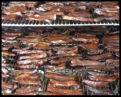 Sweet Hot Pork Jerky in the Smoker